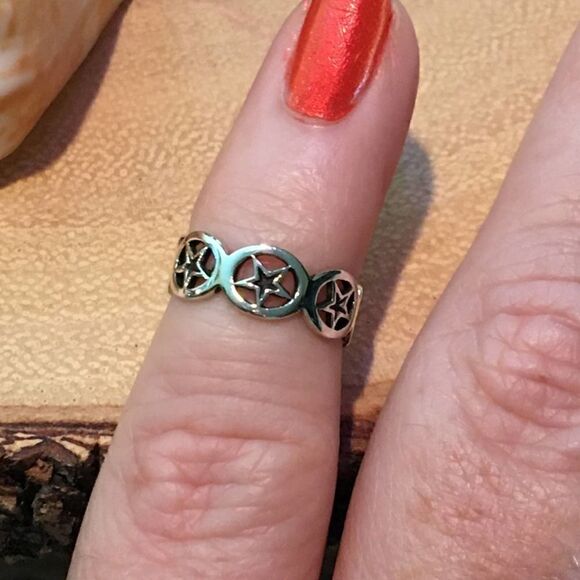 Stars Sterling Silver Toe Ring Midi Ring - Picture 3 of 5